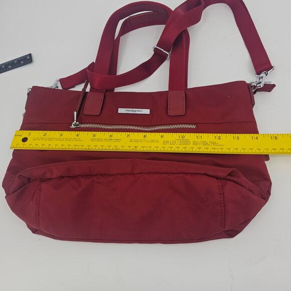 Hedgren Aura Glaze Red Water Resistant Tote Handbag Nylon Crossbody - Picture 13 of 16